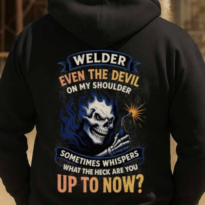 Even The Devil Welder Apparel - Skull Quote